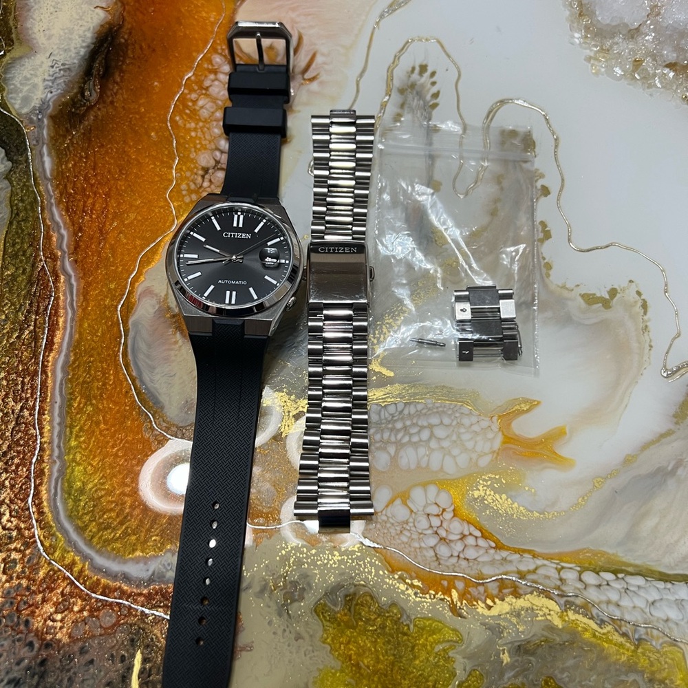 Citizen Black and Silver Watch with Metal Strap